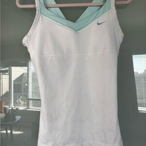 Nike White and Mint Tank Top